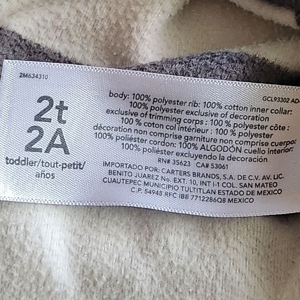SOLD Carter's Fleece Top + Jogger Set 2T Stripes Gray Ivory - Picture 10 of 10